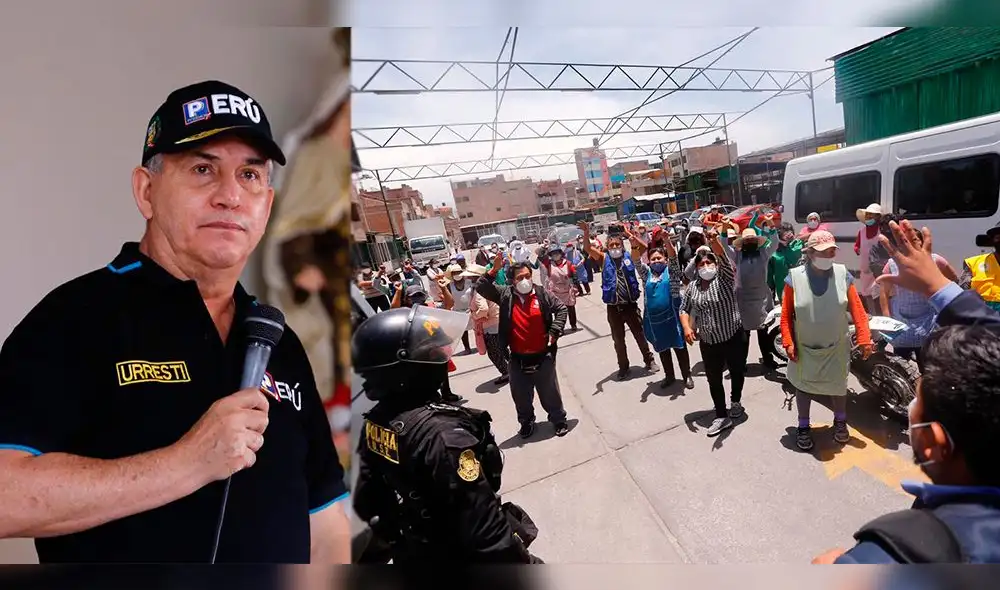 Comerciantes pidieron al candidato que se retire del mercado, ya que no habrían autorizado su presencia. Foto: Oswald Charca.