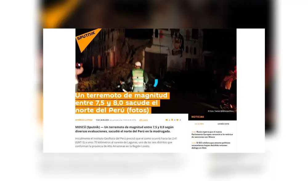 Así informaron los medios del mundo sobre el fuerte sismo que sacudió Perú