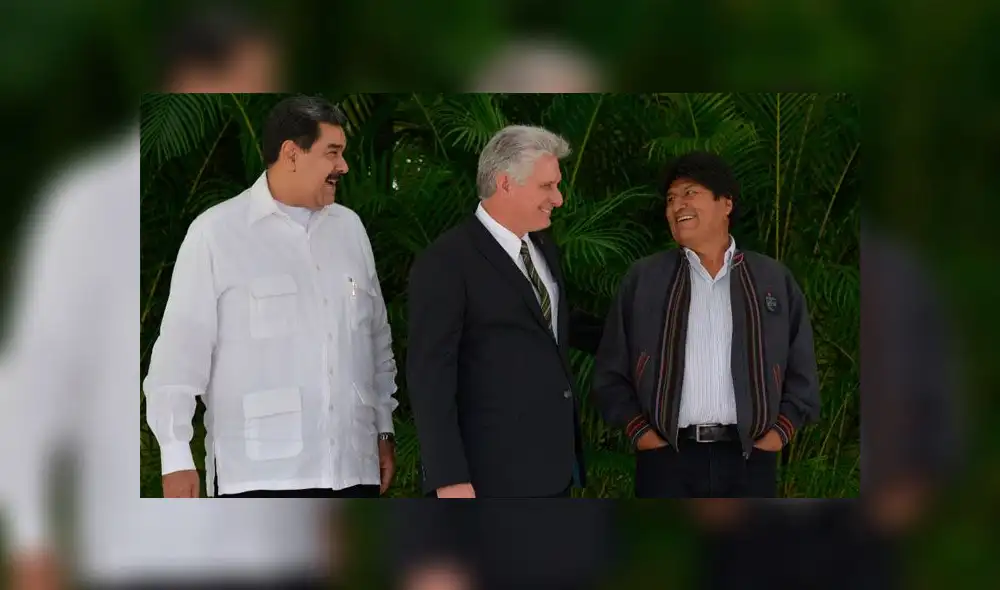 nicolás Maduro, Miguel Díaz Canel y Evo morales reunidos en Cuba. Foto: referencial