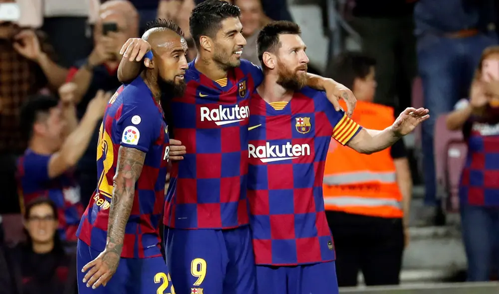 Suárez, Vidal y Messi conformaron uno de los tridentes ofensivos del Barcelona. Foto: EFE.