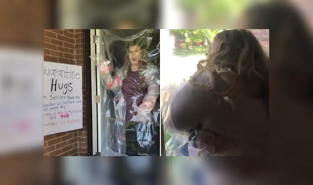 A través de Facebook se hizo viral el curioso invento de una maestra para abrazar a sus estudiantes de manera segura.