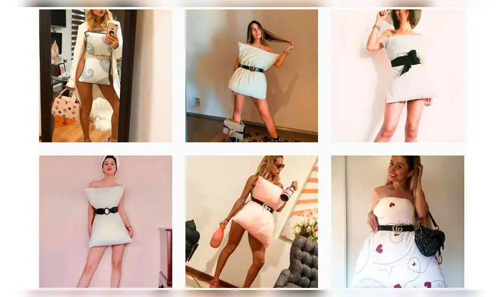 El reto consiste en diseñar su outfit con un cojín.