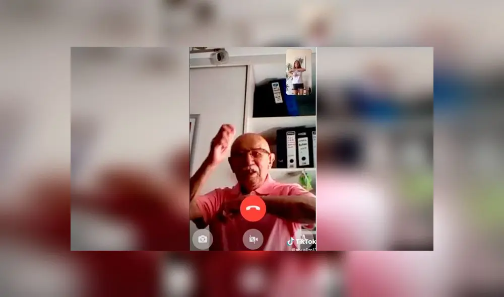 Desliza las imágenes para ver parte de la coreografía que hizo el anciano junto con su nieta a quien no veía por la cuarentena. Foto: Captura/Tiktok Desliza las imágenes para ver parte de la coreografía que hizo el anciano junto con su nieta a quien no veía por la cuarentena. Foto: Captura/Tiktok