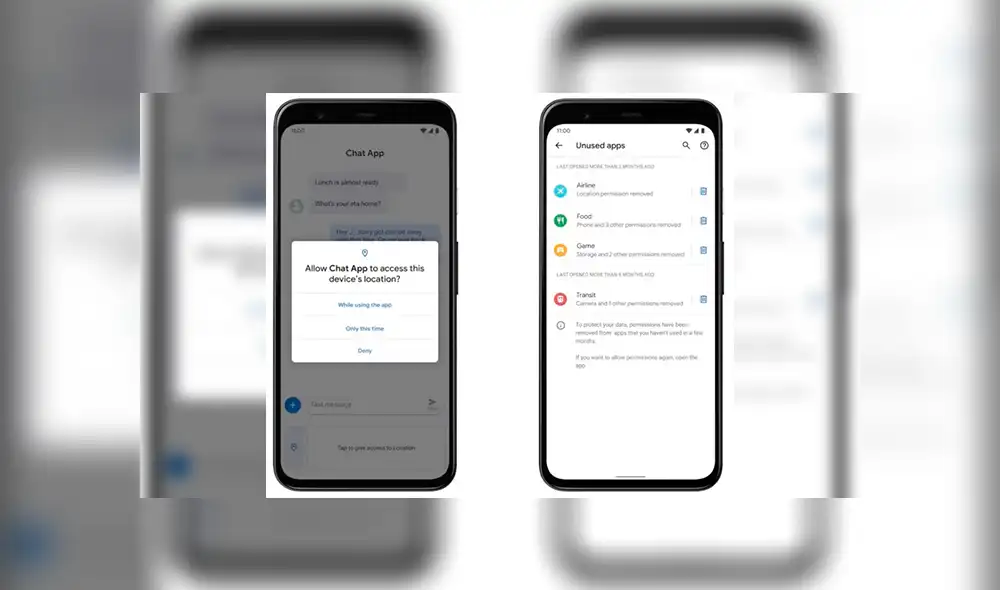 Así se ve la función de permisos que llegará junto con Android 11. Foto: Android. Así se ve la función de permisos que llegará junto con Android 11. Foto: Android.