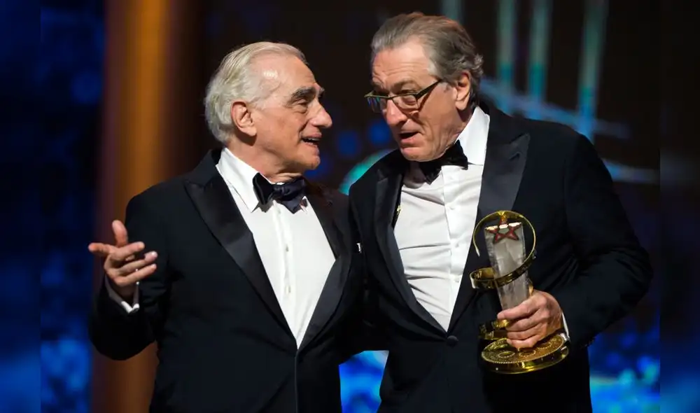 US actor Robert de Niro (R) poses with a Tribute award, next to US Director Martin Scorsese during the 17th Marrakech International Film Festival on December 1, 2018. (Photo by FADEL SENNA / AFP) US actor Robert de Niro (R) poses with a Tribute award, next to US Director Martin Scorsese during the 17th Marrakech International Film Festival on December 1, 2018. (Photo by FADEL SENNA / AFP)
