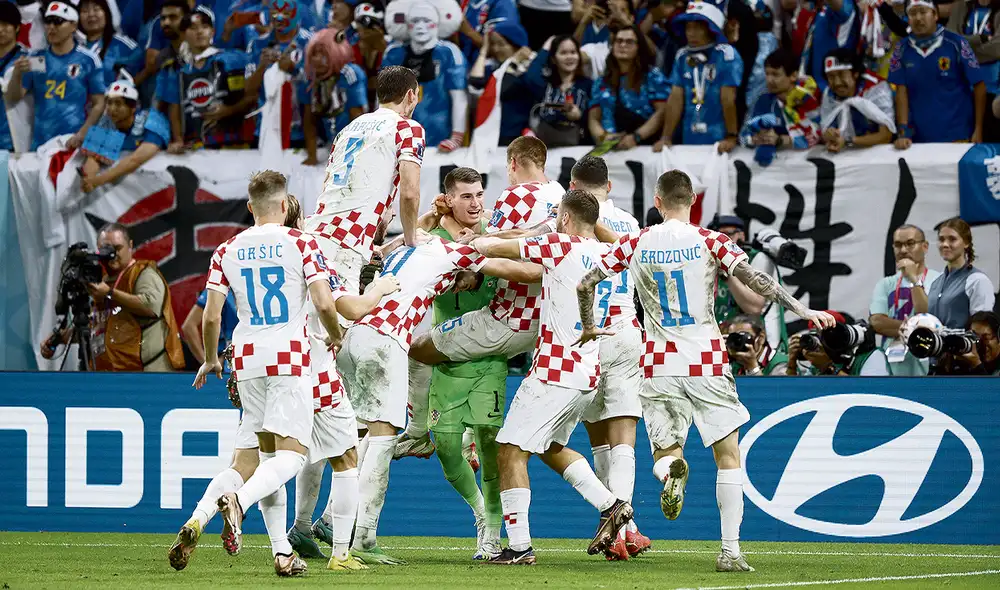 Felicidad. La celebración del plantel croata tras el final de los penales que los llevó a celebrar. Foto: difusión