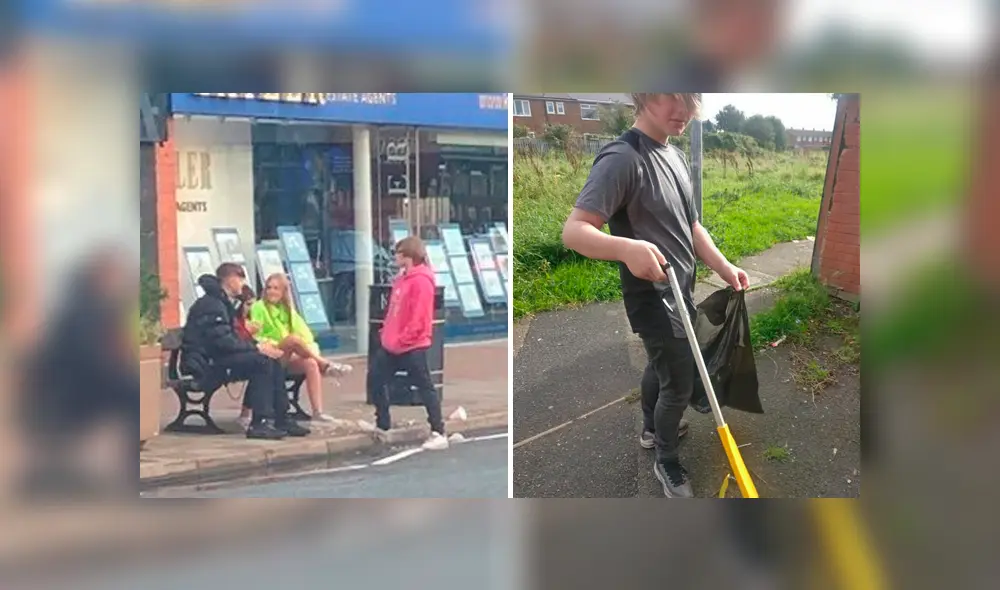Una persona se quejó de unos adolescentes arrojando basura y la madre de uno de ellos lo vio y decidió darle una lección. Foto: captura.