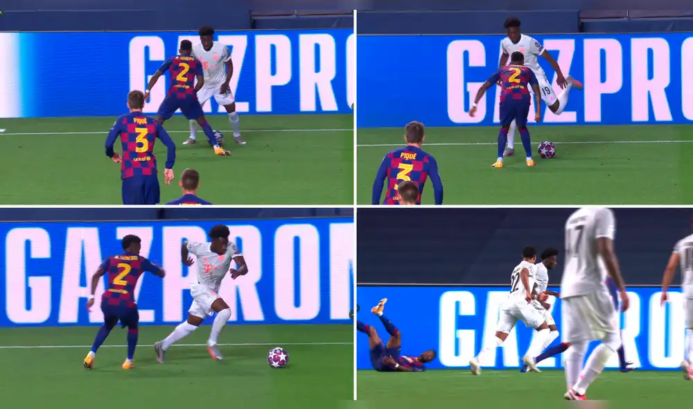 Barcelona vs. Bayern: baile de Alphonso Davies a Semedo. Crédito: ESPN 2