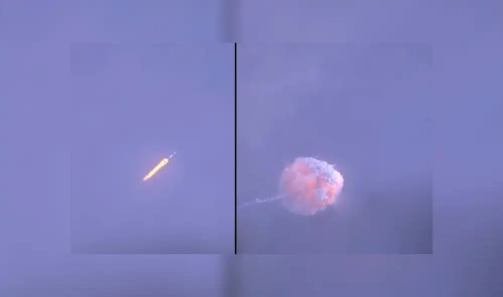 SpaceX hizo explotar el cohete Falcon 9 que impulsaba la nave Crew Dragon. Capturas de video: NASA. SpaceX hizo explotar el cohete Falcon 9 que impulsaba la nave Crew Dragon. Capturas de video: NASA.
