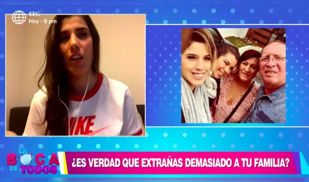 La intérprete de "Cobarde indicó a Tula Rodríguez y Maju Mantilla que, a pesar de la distancia, aún mantiene comunicación constante con su familia. (Foto: Captura) La intérprete de "Cobarde indicó a Tula Rodríguez y Maju Mantilla que, a pesar de la distancia, aún mantiene comunicación constante con su familia. (Foto: Captura)