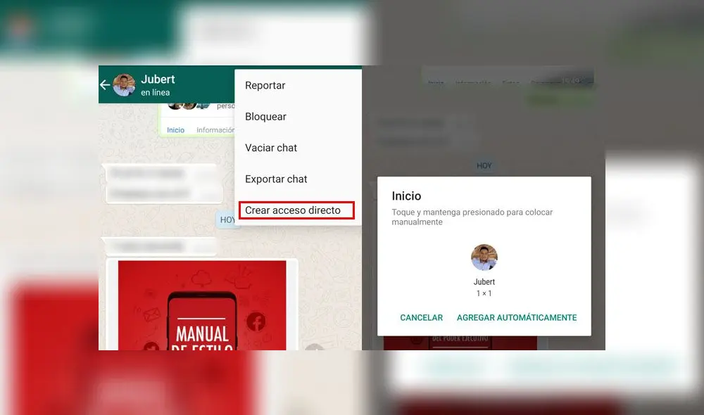 Acceso directo desde WhatsApp
