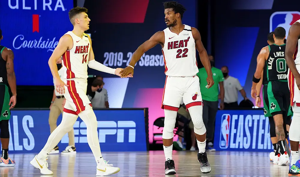 Boston Celtics venció 117-114 a Miami Heat en la primera final del Este de los NBA Playoffs 2020. Foto: AFP