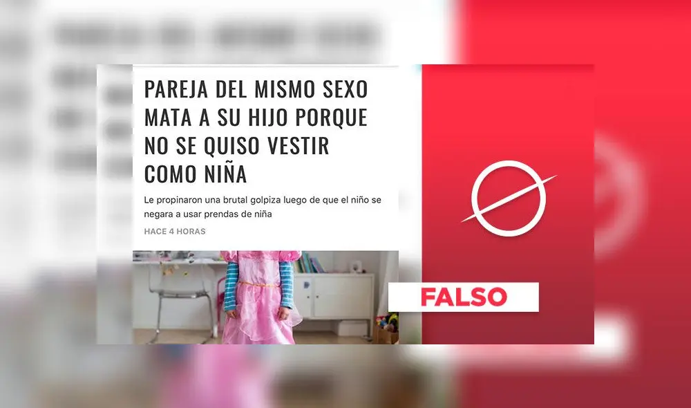 Es falso que “lesbianas mataron a su hijo porque él no se quería vestir de niña”