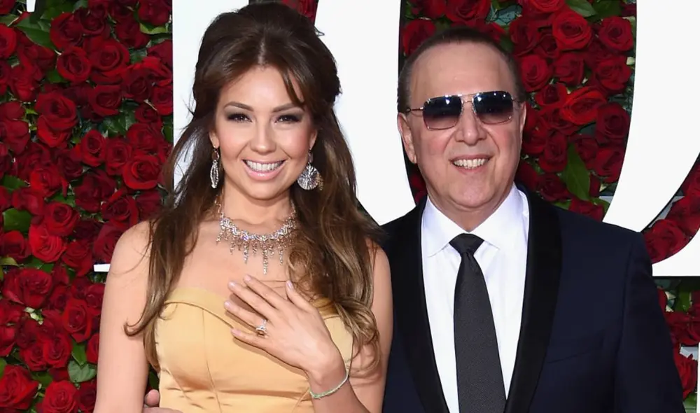 Thalía cumple 20 años de matrimonio con el productor musical Tommy Mottola. Foto: Agencia AFP