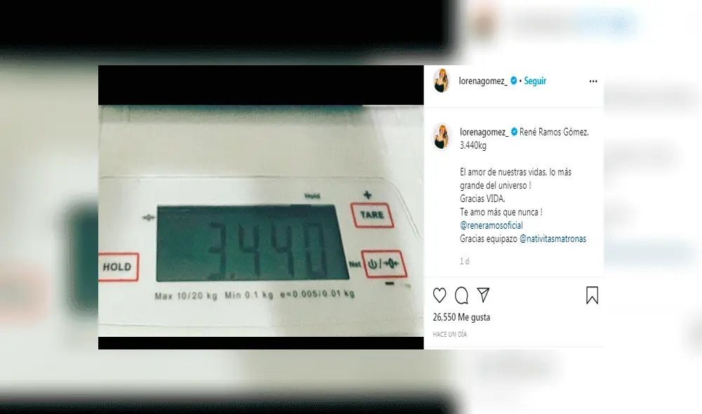 Lorena Gómez y René Ramos muestran primeras fotos de su bebé.