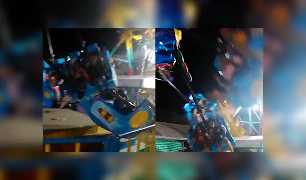 Juego mecánico falla y usuarios sufren terrible accidente.