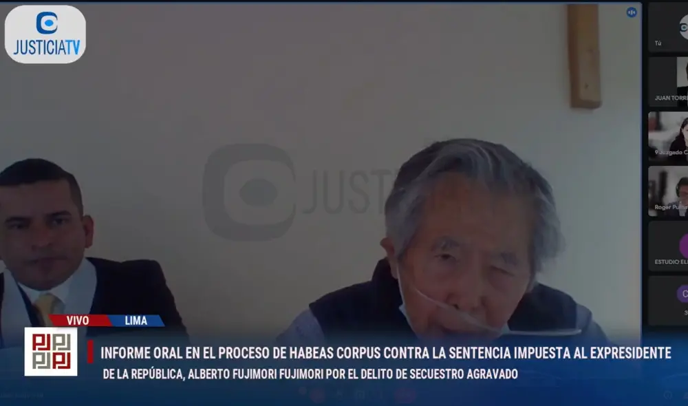 Alberto Fujimori en la audiencia de este martes 15 de noviembre. Foto: captura de Justicia TV Alberto Fujimori en la audiencia de este martes 15 de noviembre. Foto: captura de Justicia TV