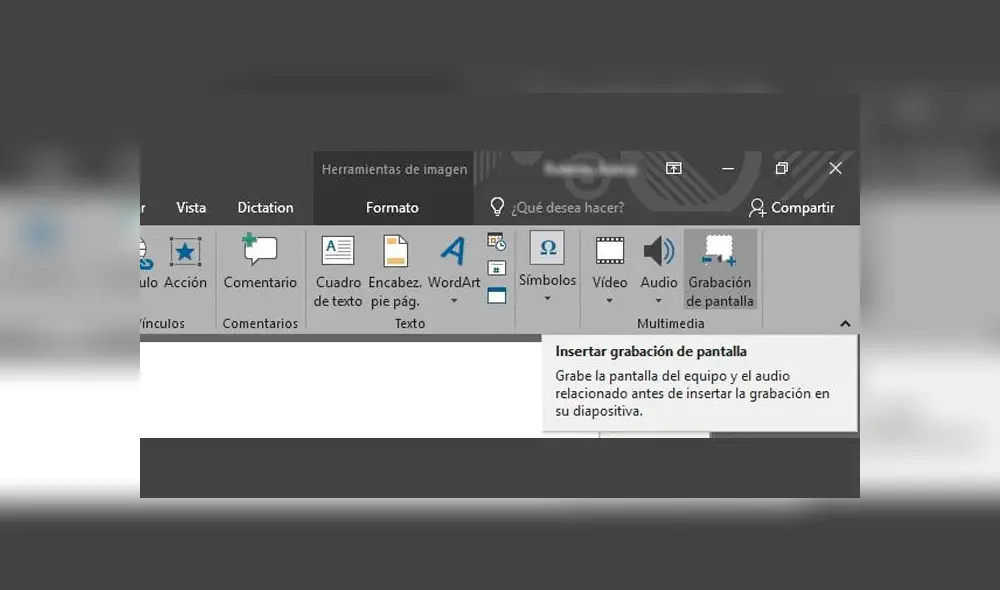 Proceso para grabar la pantalla con PowerPoint. Proceso para grabar la pantalla con PowerPoint.