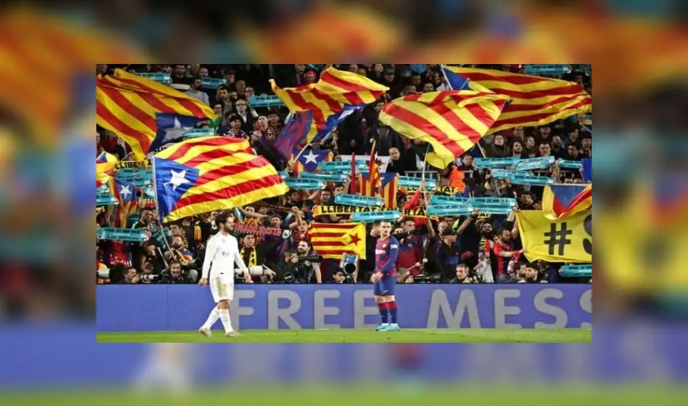 Catalanes protestaron por la independencia durante el Barcelona vs Real Madrid [FOTOS y VIDEO]