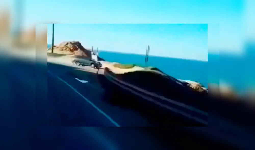 Conductor graba el instante que auto cae a un acantilado Conductor graba el instante que auto cae a un acantilado