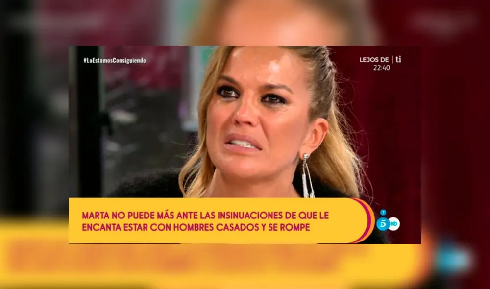 Marta López se 'quebró' en directo por haber sido tachada de meterse con hombres casados, cosa que ha negado. (Foto: Telecinco) Marta López se 'quebró' en directo por haber sido tachada de meterse con hombres casados, cosa que ha negado. (Foto: Telecinco)