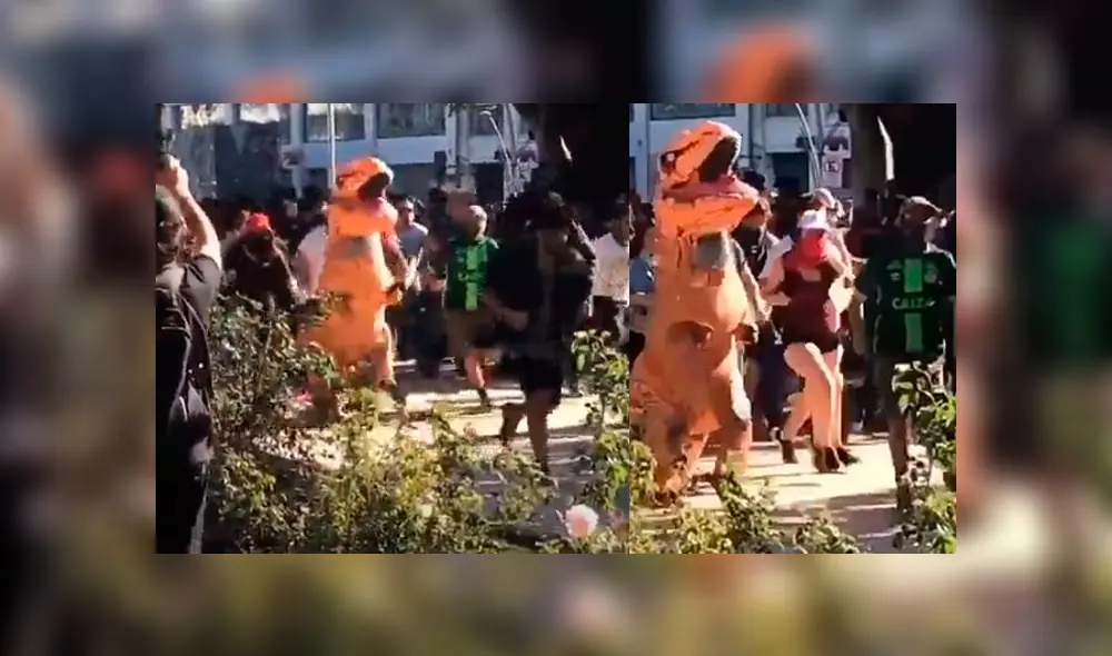 Extraño personaje se suma a las protestas en Chile y causa furor en las redes sociales [VIDEO]