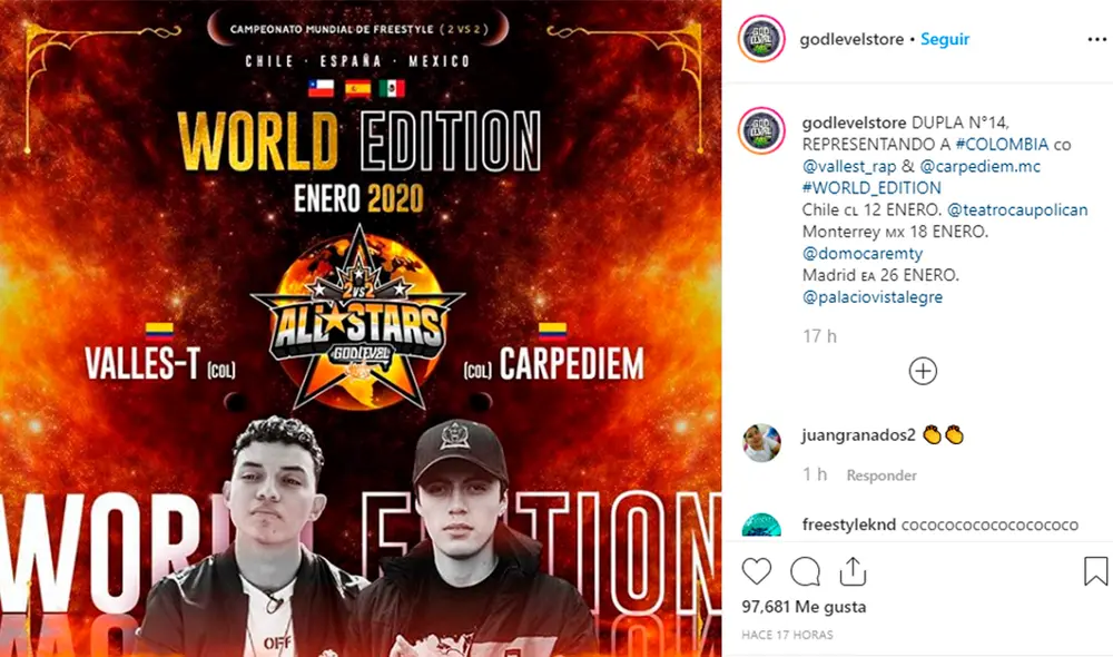 God Level 2020: Valles T y Carpediem son la primera dupla de Colombia