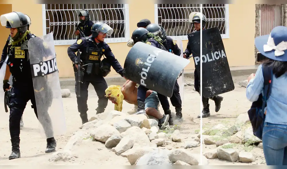 Trabajo. La PNP usó la fuerza para hacer cumplir la ley.