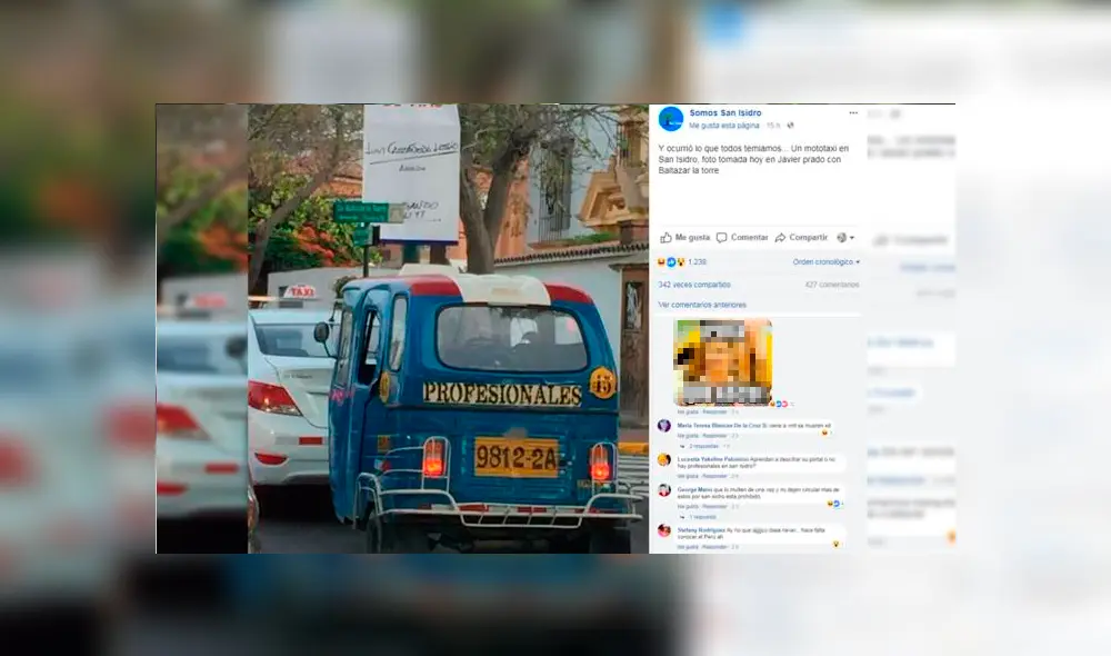 Facebook Viral: foto de mototaxi en calles de San Isidro asombra a vecinos