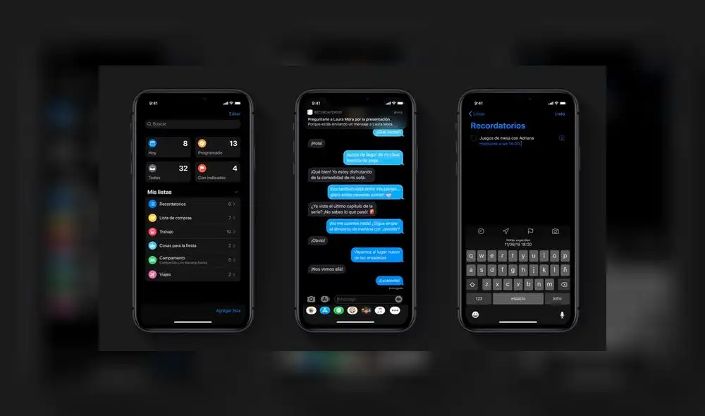 App de Recordatorios de iOS 13