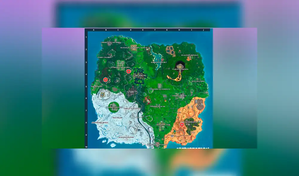 Mapa con las batiseñales.