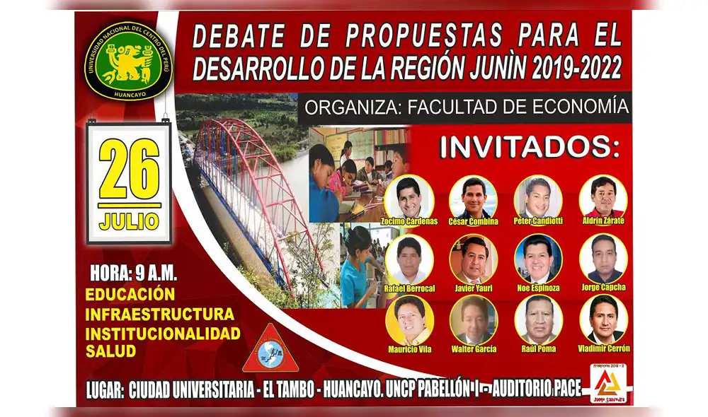 Universitarios realizan primer debate de propuestas a candidatos de la región Junín Universitarios realizan primer debate de propuestas a candidatos de la región Junín
