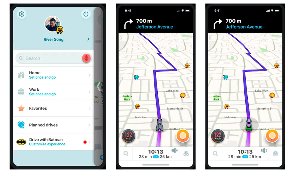 Interfaz actualizada con el tema de Batman. | Foto: Waze
