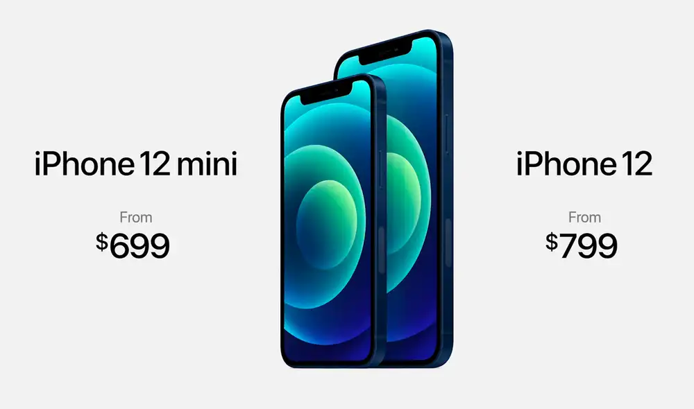 Precios finales del iPhone 12 Mini e iPhone 12, que fueron presentados en el último evento de Apple. Foto: Apple