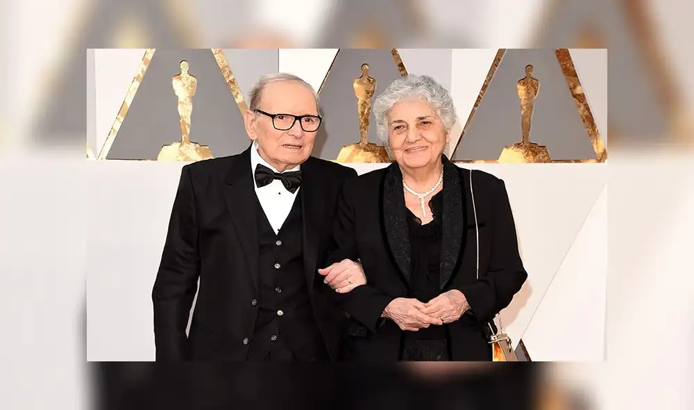 El recordado compositor italiano  Ennio Morricone con su esposa Maria Travia.