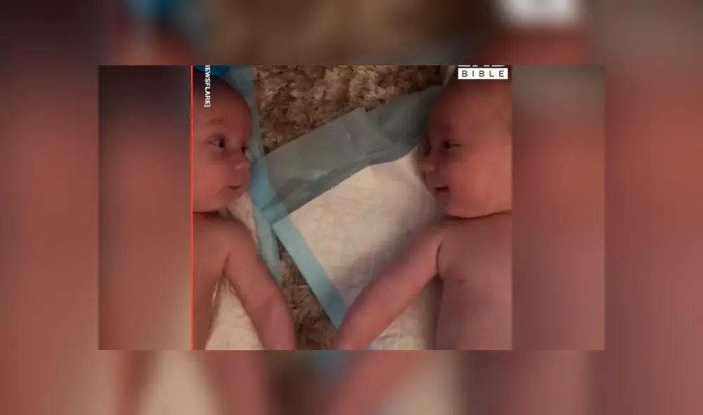 Desliza las imágenes para ver la tierna reacción que tuvieron estos bebés gemelos al conocerse por primera vez. Foto: Captura/LADBible.