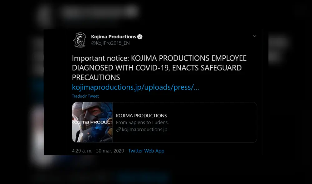 Kojima Productions publicó un comunicado en redes sociales anunciando las medidas que han tomado.