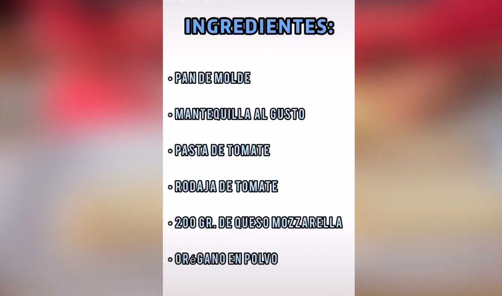 Desliza las imágenes para saber cómo preparar esta exquisita pizza casera elaborada a base de pan de molde. Foto: captura de TikTok/@lacuchara_recetas