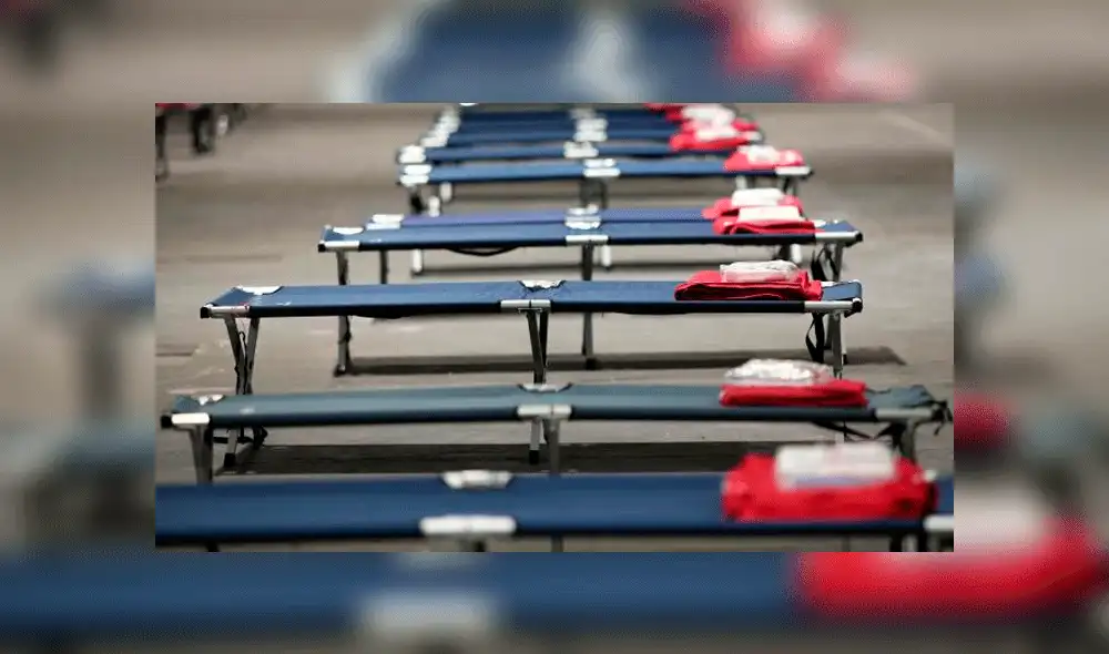 Albergue de emergencia en el pabellón 14 de Ifema para 150 personas sin hogar.