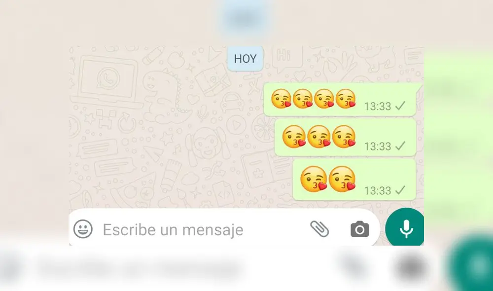 WhatsApp y el emoji de la carita mandando un beso.