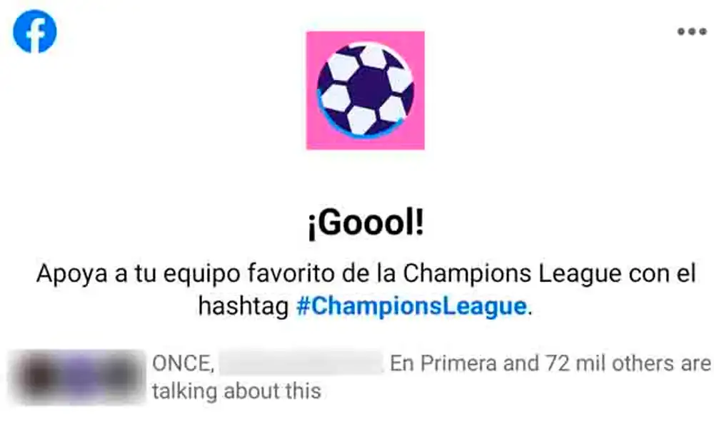 El efecto "Goool" que puedes usar en Facebook. (Foto: captura LR).