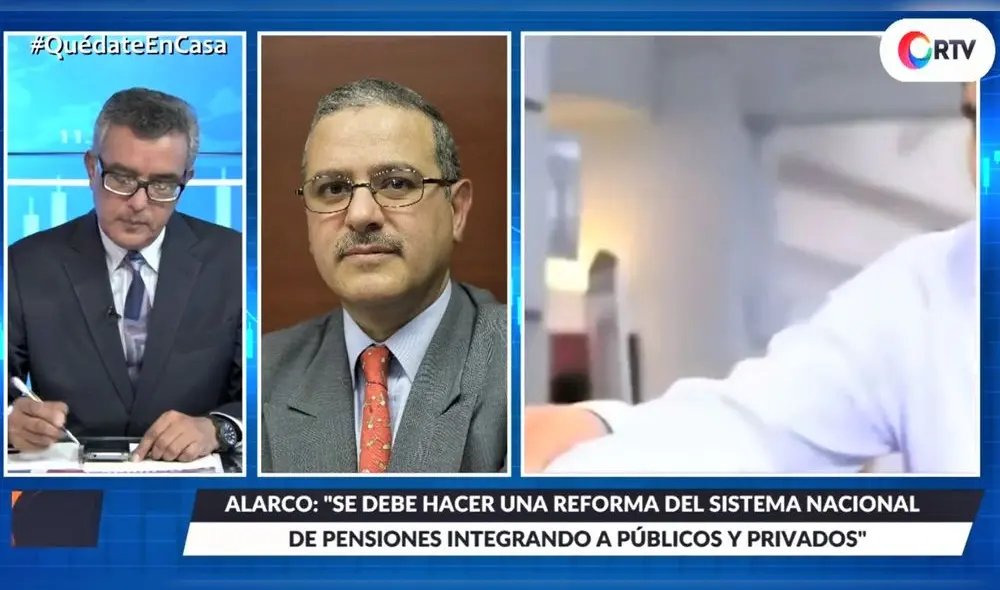 Germán Alarco, economista de la U. del Pacífico en RTV Economía, conducido por el periodista Rumi Cevallos. Foto: Captura. Germán Alarco, economista de la U. del Pacífico en RTV Economía, conducido por el periodista Rumi Cevallos. Foto: Captura.