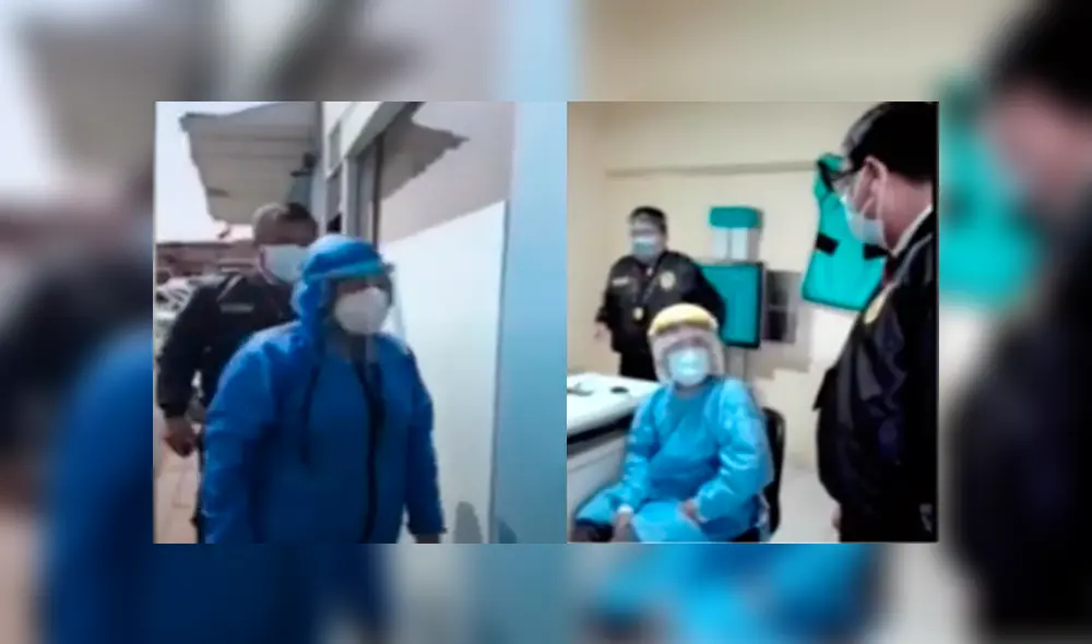 Supuestos médicos fueron detenidos en policlínico de San Juan Miraflores. Foto: Captura
