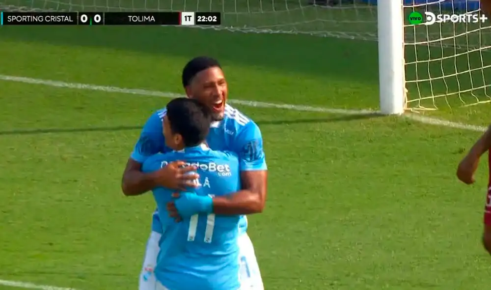 Jesús Castillo marcó el 1-0 de Cristal contra Tolima. Foto: captura de DSports