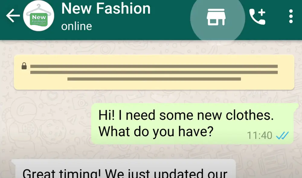 Ingresa al perfil de la empresa para ver su catálogo de WhatsApp. Foto: captura de YouTube