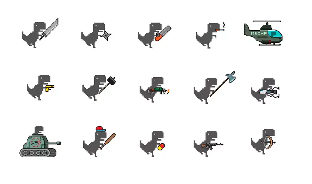 Las armas disponibles en el nuevo Dino Swords. | Foto: MSCHF