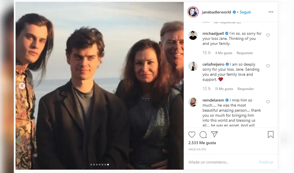 “Él fue una luz muy brillante, que brilló por poco tiempo”, indicó su madre, Jane Badler. (Foto: Instagram)