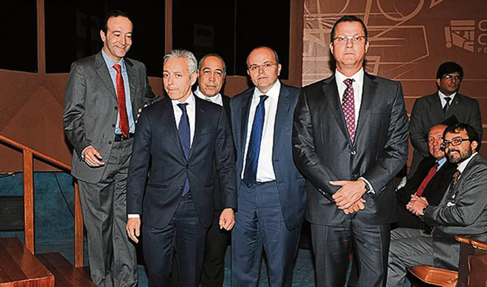 Adjudicación. Jorge Barata, de Odebrecht, con su socio de Enagás, Jesús Saldaña, al costado. Adjudicación. Jorge Barata, de Odebrecht, con su socio de Enagás, Jesús Saldaña, al costado.