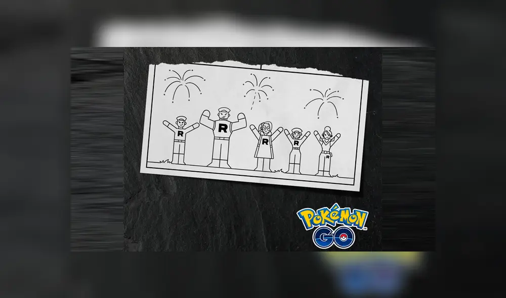 Líderes y reclutas del Team GO Rocket celebran la posible captura y conversión de Victini a pokémon oscuro. Foto: Pokémon GO.