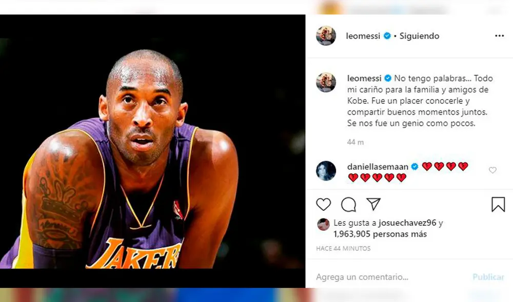Estrellas del fútbol publican sentidos mensajes ante la muerte de Kobe Bryant. Foto: Instagram
